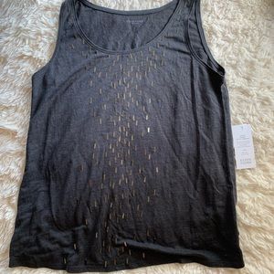 Eileen Fisher grey linen tank top with sequins